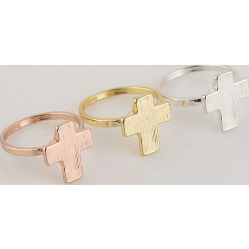 10pcs/Lot New Wire Drawing Surface Cross Ring Size 6.5 The Lord of Ring Retro Style Women Men Jewelry Free Shipping