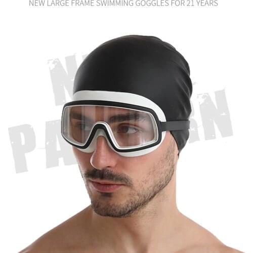 2021 New Waterproof Anti-fog Swimming Goggles With Large Frame Sunscreen And High-Definition Myopic Flat