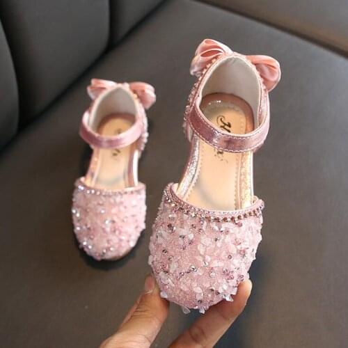 New Princess Children Shoes For Girls Pu Leather Bowknot Flat Sandals Girls Party kids Sandals Dress Shoes Size 21-35