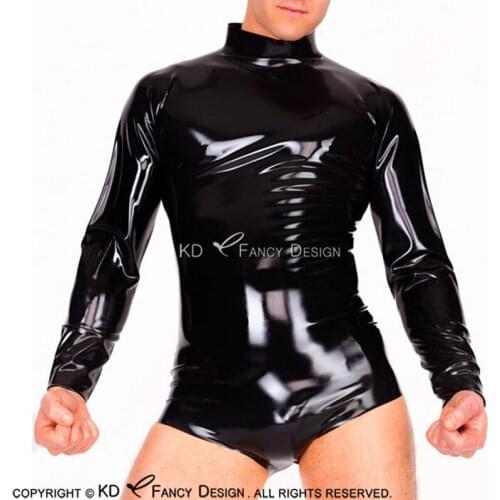 Black Sexy Latex Body Suit High Cut Leg With Back Zipper Catsuit Rubber Cat Suit Bodysuit Swimsuit LTY-0091