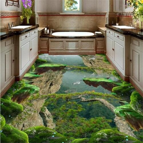 Beibehang vinyl flooring waterproof custom 3d floor wallpaper Forest, Valley vinyl flooring bathroom modern wallpaper