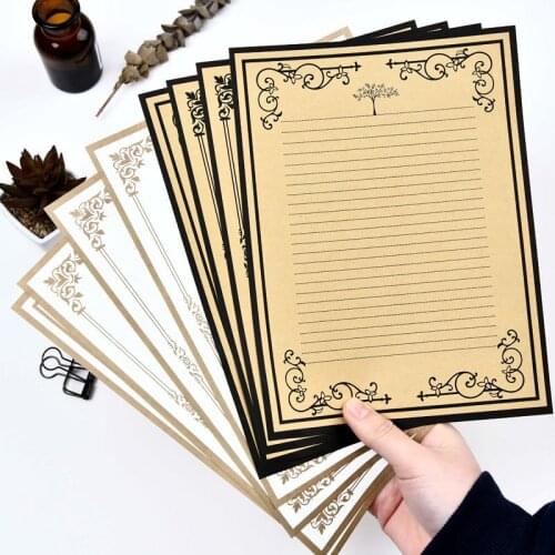 European-style vintage kraft paper letter with exquisite border writing paper is used to make invitations lomo envelope paper