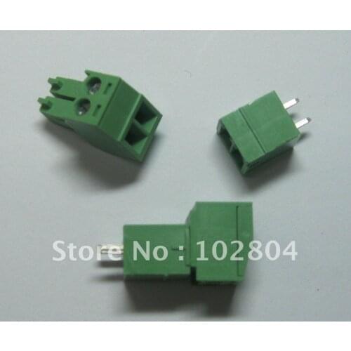 60 pcs 2pin/way Pitch 3.5mm Screw Terminal Block Connector Green Color T Type with pin