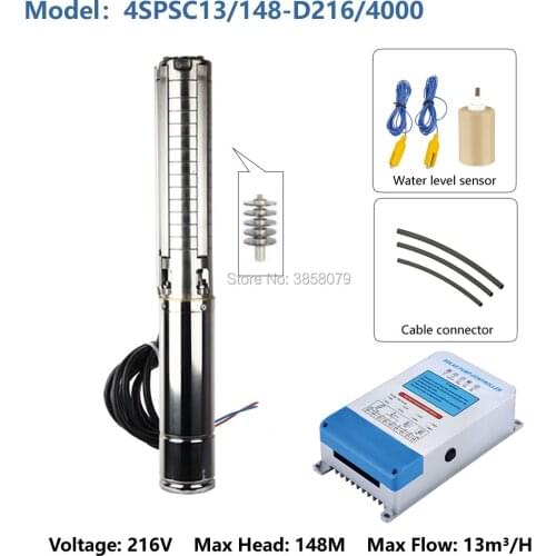 High Efficiency DC Solar Pump/Submersible Water Pump/Solar Borehole Pump 4SPSC13/148-D216/4000