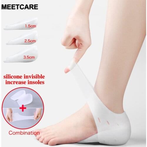 Women Men Invisible Height Silicone Insoles Increase Socks Heel Pads Unisex Gel Lift Insoles Dress In Socks Breathable Foot Care