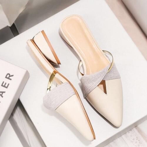 2021 New Summer Flats Lady Sandals Slippers Soild Color Slip on Pointed Toe Women Mules Outdoor Slipper Shoes Woman Slides A194