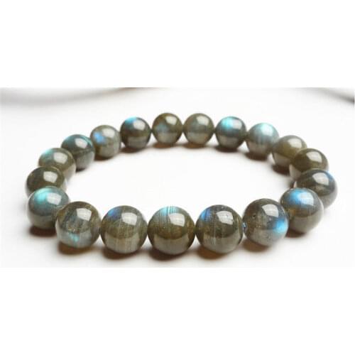 Natural Blue Light Labradorite Gemjade Bead Stretch Bracelet 9mm AAA