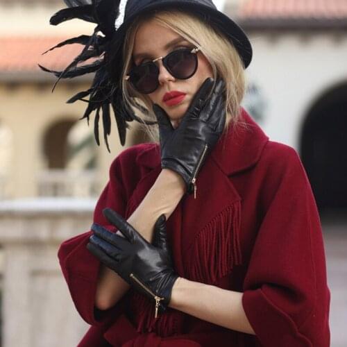 Winter 100% Genuine Leather Gloves Warm Fluff Real Leather Black Gloves Man And Women Soft Lining High-quality Mittens S2459