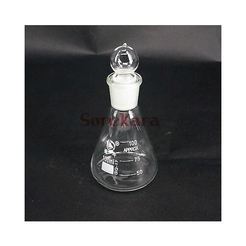 100ml Borosilicate Glass Conical Erlenmeyer Flask with Stopper For Chemistry Laboratory