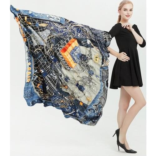 130*130cm TOP Silk superior Chess abstract Scarves Women Foulard Square Hijab Scarf Ladies Shawl wrap muffler pareo female hijab