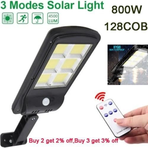 300W Remote Control COB Solar Light PIR Motion Sensor Outdoor Solar Wall Street Light Garden IP65 Waterproof Lamp