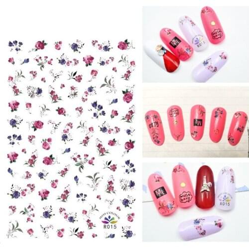 3D Nail Sticker Autumn Fashion Small Compact Adhesive Sticker Flower Vine Purple Rose Stickers for Manicure Nail Art Decoration