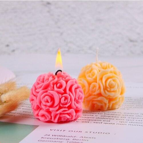 3D Rose Ball Aromatherapy Candle Mold Handmade DIY Rose Flower Scented Soap Molds Candle Making Supplies
