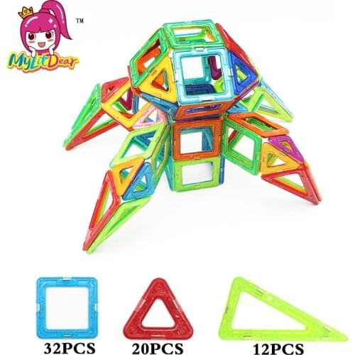 MylitDear 64PCS Magnetic Designer Block Toy Big Size UFO Model Building Toy Bricks Enlighten Plastic Educational Magnetic Toys