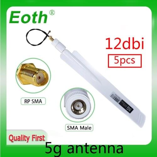 5pcs 5g wifi antenna PBX ROUTER antena IOT booster modem sma MALE 12dbi longo signal router wi-fi wireless 21cm Pigtail Cable
