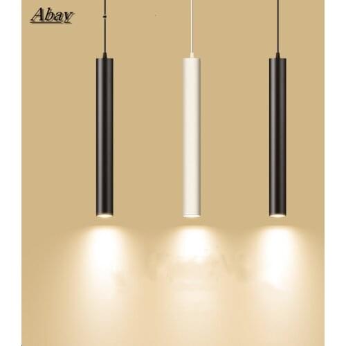 Dimmable Cylinder LED Pendant Lights Long Tube Lamps Kitchen Dining Room Shop Bar Decoration Cord Pendant Lamp Background Lights