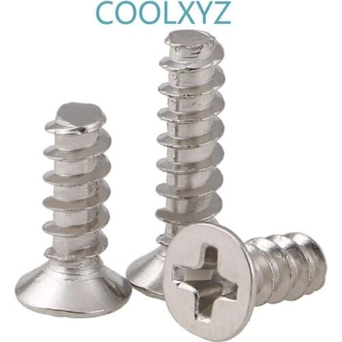 CoolXYZ Cross Countersunk Flat Head Flat End Self Tapping Screws KB Philips Tapping Flat Tail Mini Screws M1.4M1.7M2M2.3 500Pcs