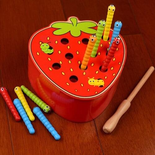 Baby Wooden Toys Catching Worms Puzzle Game Educational Kids Memory Match Magnetic Early Pretend Play Toys For Children New