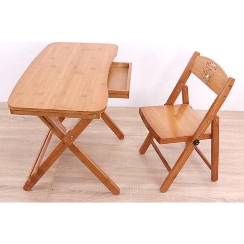 70*41cm bamboo folding learning desk with chair Study writing desk Children Table with drawer