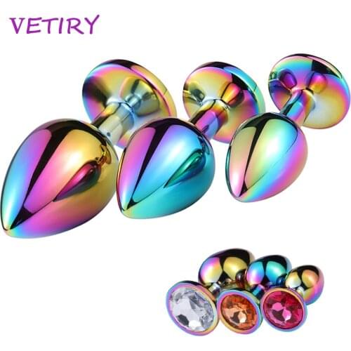 VETIRY Smooth Metal Anal Plug G-spot Sex Products Erotic Prostate Massager Vagina Plug Adults Sex Toy For Women Men Butt Plug