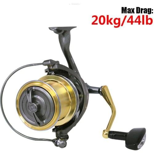 6+1BB Spinning Reel SH10000/12000 Long Cast Fishing Reel 20kg/44lb Drag Metal Spool Left Right Hand Exchangeable Saltwater