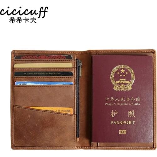 Handmade Passport Holder Wallet Genuine Leather Men Long Passport Cover Travel Leather Organizer Passport Case for Documents