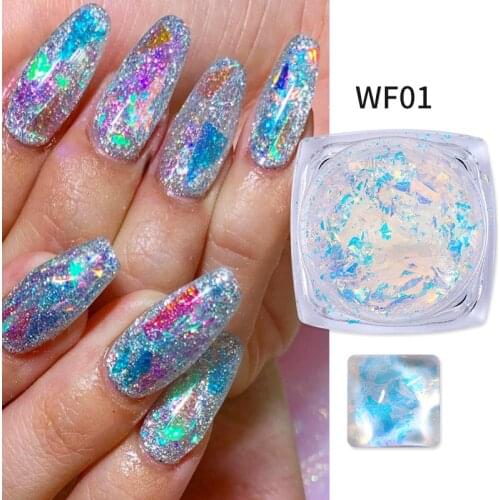Crystals Aurora Nail Powder Holographics Glitter Fire Opal Star Nail Art Cloud Flakes Chrome Powder Paillettes Nail Sequins