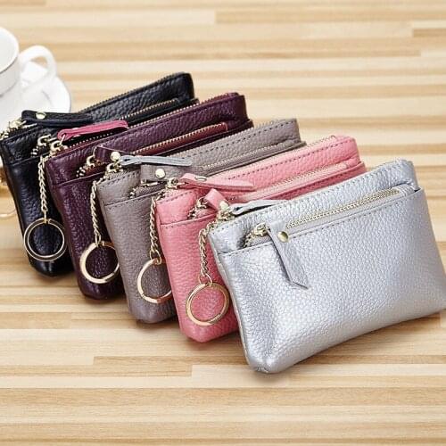 Fashion Women Wallets Short Coin Purse Candy Color Female Card Holder Wallet With Key Ring Double Zipper Purse