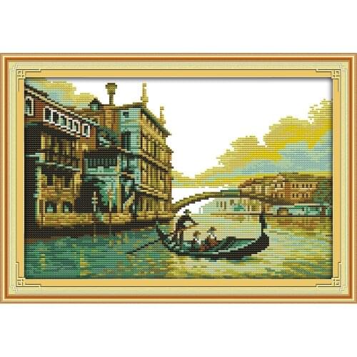 Everlasting Love Harbour Chinese Cross Stitch Kits Ecological Cotton Stamped 11CT Printed DIY New Year Gift Decorations For Home