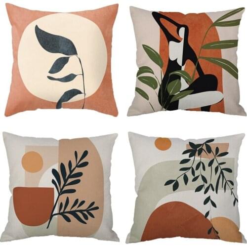 HOT Set of 4 Simple Abstract Decorative Pillowcases Polyester Throw Pillow Case Striped Geometric Pillowcase 45X45CM