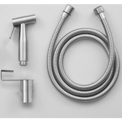 New Stainless Steel Brushed Bidet Faucet Set Handheld Bidet Spray Shower Toilet Douche Kit