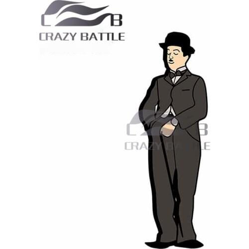 Crazy Battle 13 x 6.5cm Charlie Chaplin RV Windows Car Stickers Refrigerator Decal Personality Anime Cartoon Creative Decoration