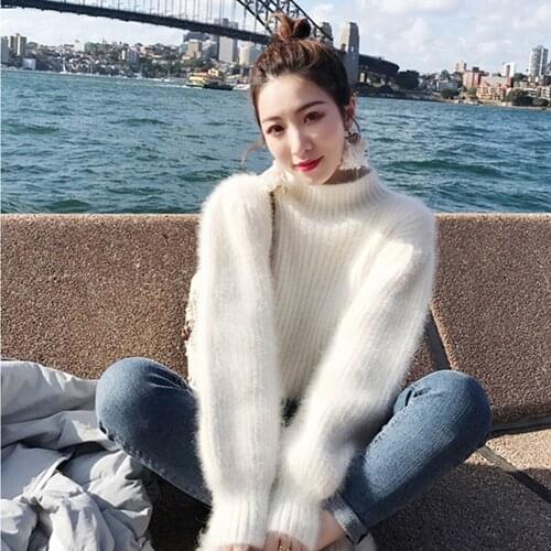2019 New plush mink cashmere turtleneck sweater Women Thick warm coat female mink shirt turtleneck sweater wholesale tbsr287