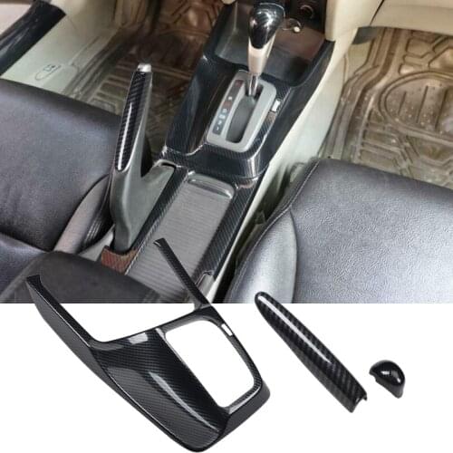 NEW 3Pcs Manual Gear Shift Frame Cover Trim Fit For Honda Civic 2012 2013 2014 2015 Carbon Fiber Style Left Hand Drive