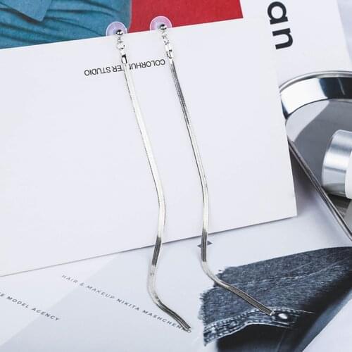 SUMENG New Korean Minimalist Style Ear Accessories All Match Long Earrings Metal Snake Chain Tassel Earrings For Women 2021 Gift