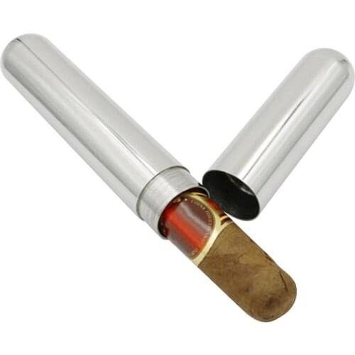 Stainless Steel Single Cigar Tube Jar Classic Travel Cigars Box Mini Humidor Pure Cupper Tube Holder Smoker Accessories