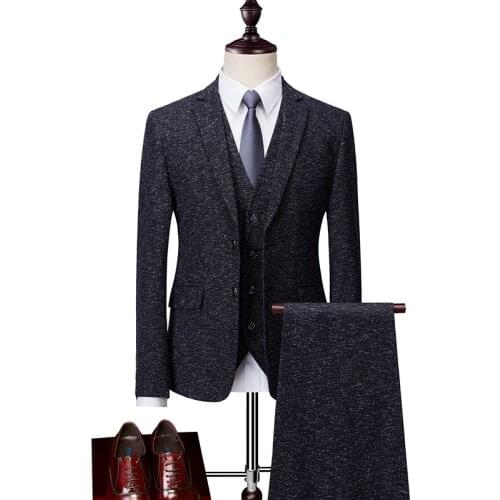 Jacket+Pant+Vest 2021 New Men Business Smart Slim Fit Suits Sets Wedding Dress Three-piece Suit Blazers Coat Waistcoat 96007