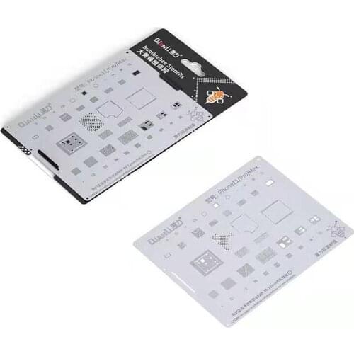 QIANLI BGA Tin Planting Steel Mesh Formwork For Iphone 6 6P 6SP 7 7P 8 8P X XS MAX 11 PRO MAX T0.12MM Repair Steel Plate