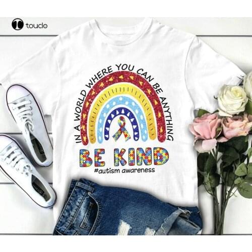 In A World Where You Can Be Anything Be Kind Rainbow Autism Awareness Shirt, Gift For Kids Toddler Autistic Month