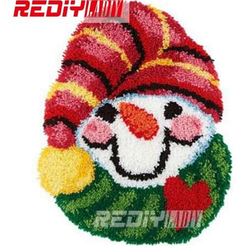 REDIY LADIY Latch Hook Rug Kit Snowboy Wall Tapestry Floor Mat Pre-Printed Canvas Cushion Yarn Crocheting Carpet Rug Unfinished