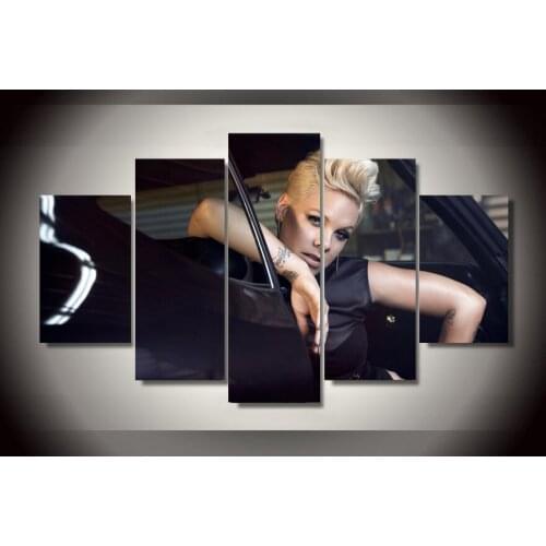 HD Printed pink singer girl face hair tattoos Painting on canvas room decoration print poster picture Free shipping