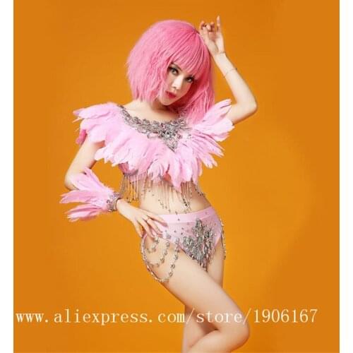 Stage Show Sexy Lady Pink Evening Party Dress Ballroom Costume Clothing Halloween Performance DS Singer Dance Clothes Suit