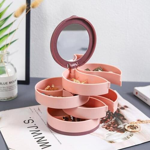 Jewelry Box Storage Rotating Necklace Earrings Jewelry Organizer Jewelry Storages Box For Pendant Necklace Watch Key Sundries