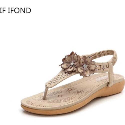 IF IFOND Summer Women Flip Flops Sandals Vintage Anti-slip Breathable Leather Casual Female Platform Shoes Party Beach Shoes