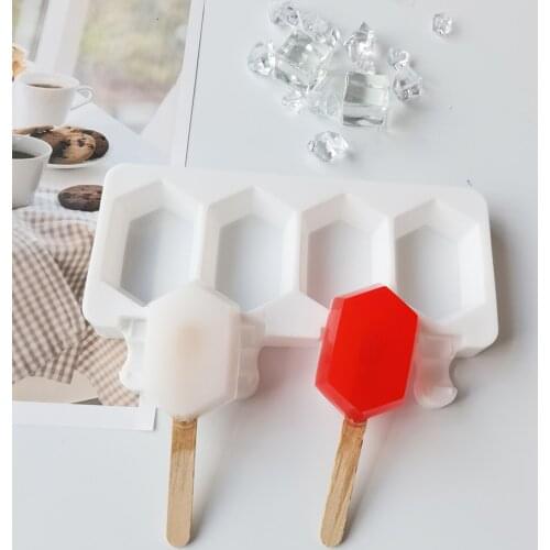 Silicone Ice Cream Mold DIY Homemade Popsicle Moulds Freezer 4 Cell Small Size Ice Cube Tray Popsicle Barrel Makers Baking Tools