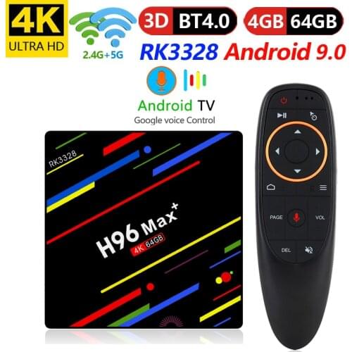 H96 Max PLUS Android 9.0 TV Box Rockchip RK3328 4K Smart TV Box 2.4&5G Wifi BT4.0 4GB 64GB Media Player Media Player Set Top Box