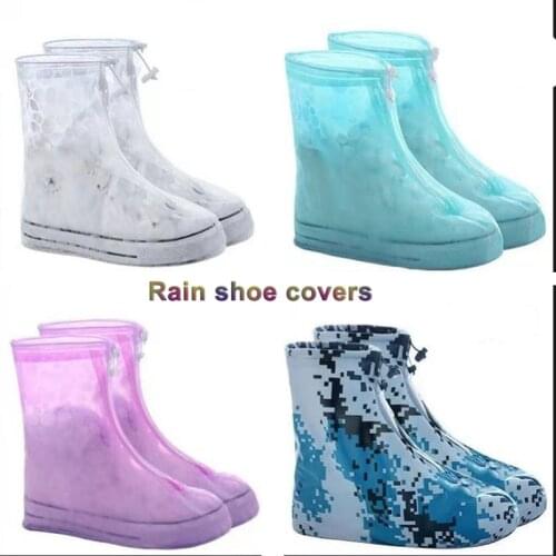Rain shoe covers waterproof high-top mens and womens shoe covers high-top rain boots non-slip thick rain boot covers frosted