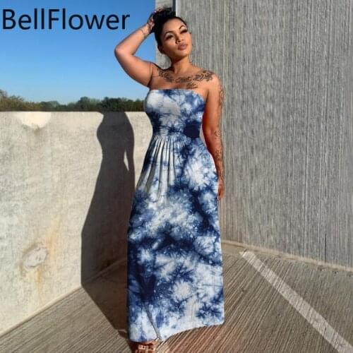 Tie Dye Boho Dress for Women Summer Bohemian A-LINE Floor-Length Strapless Off The Shoulder Dresses Plus Size Women Clothing