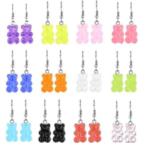 1 Pair Creative Cute Mini Gummy Bear Earrings Minimalism Cartoon Design Female Ear Hooks Danglers Jewelry Gift