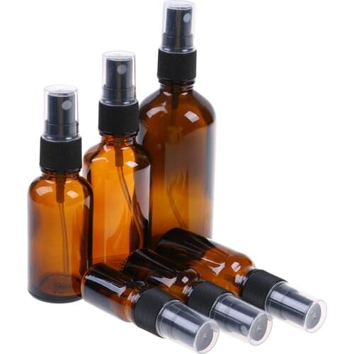 1Pcs 5ml/10ml/15ml/20ml/30ml/50ml/100ml Empty Amber Glass Portable Spray Bottle Sprayer Essential Oil Container
